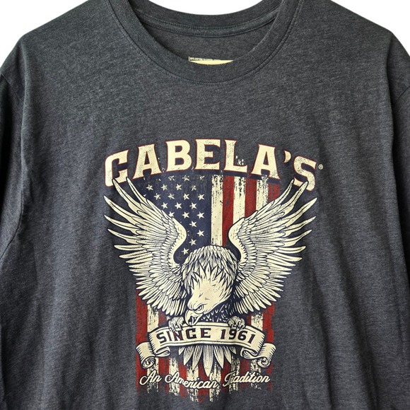 Cabela's Other - Cabelas Mens XL Graphic T-Shirt Gray American Flag Eagle Since 1961 Short Sleeve